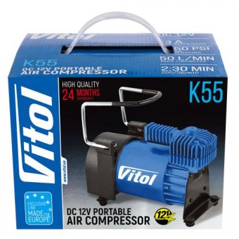 Компрессор ViTOL K-55 150psi/23Amp/50л/шланг 5,0м/клеммы/с дефлятором (K-55)